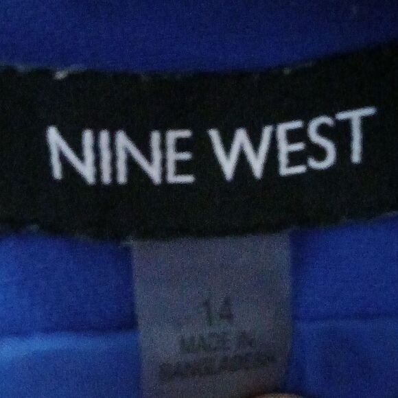 Nine West vintage royal blue and black open front blazer jacket Sz 14 - Picture 6 of 6